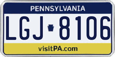 PA license plate LGJ8106