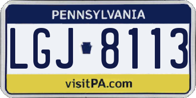 PA license plate LGJ8113