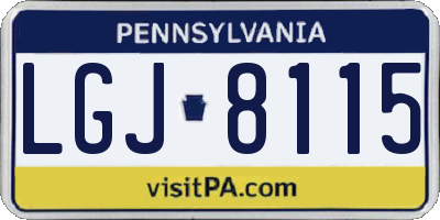 PA license plate LGJ8115
