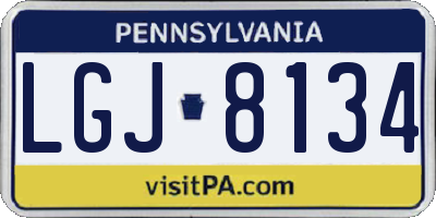 PA license plate LGJ8134