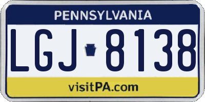 PA license plate LGJ8138