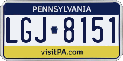 PA license plate LGJ8151
