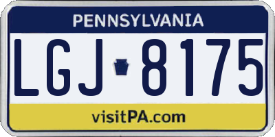 PA license plate LGJ8175