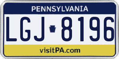 PA license plate LGJ8196