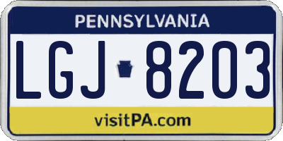 PA license plate LGJ8203
