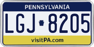 PA license plate LGJ8205