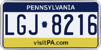 PA license plate LGJ8216