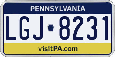 PA license plate LGJ8231