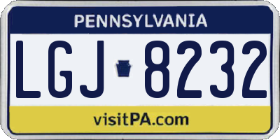 PA license plate LGJ8232