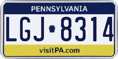 PA license plate LGJ8314
