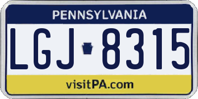 PA license plate LGJ8315