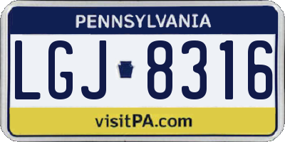 PA license plate LGJ8316
