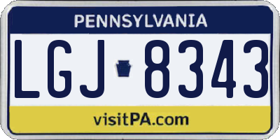 PA license plate LGJ8343