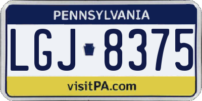 PA license plate LGJ8375
