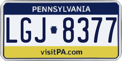 PA license plate LGJ8377