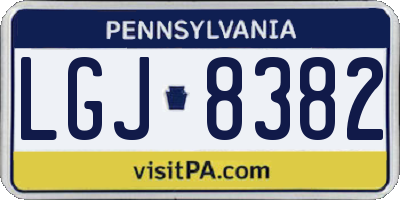 PA license plate LGJ8382