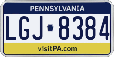 PA license plate LGJ8384