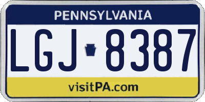 PA license plate LGJ8387