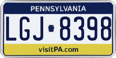 PA license plate LGJ8398