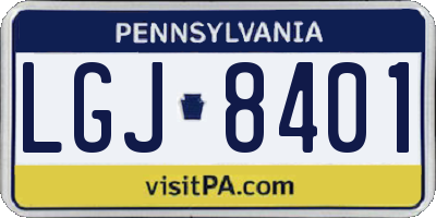 PA license plate LGJ8401