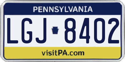 PA license plate LGJ8402