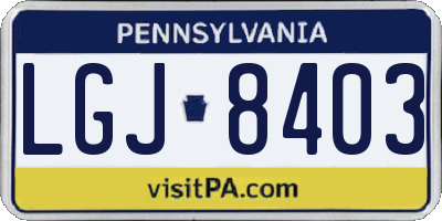 PA license plate LGJ8403