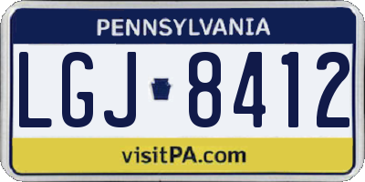PA license plate LGJ8412