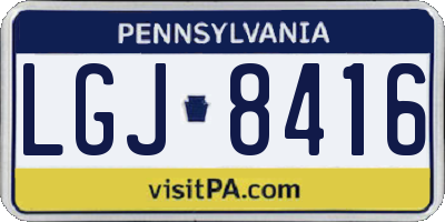 PA license plate LGJ8416