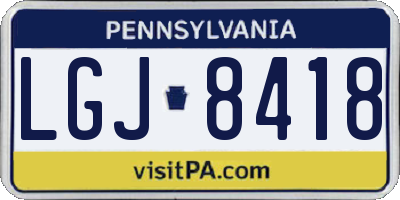 PA license plate LGJ8418