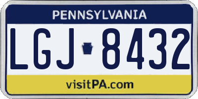 PA license plate LGJ8432