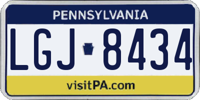 PA license plate LGJ8434