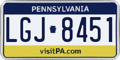 PA license plate LGJ8451