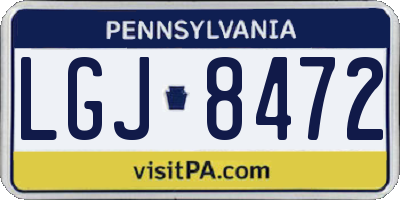PA license plate LGJ8472