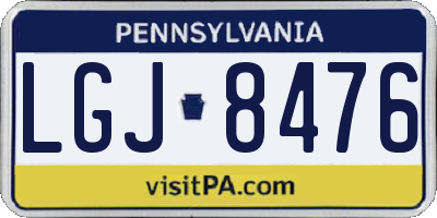 PA license plate LGJ8476