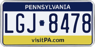 PA license plate LGJ8478