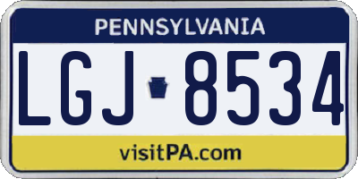 PA license plate LGJ8534