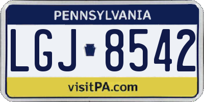 PA license plate LGJ8542