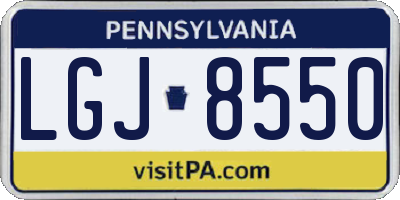 PA license plate LGJ8550