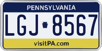 PA license plate LGJ8567