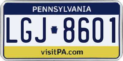 PA license plate LGJ8601