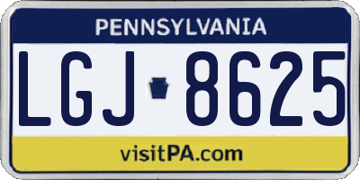 PA license plate LGJ8625