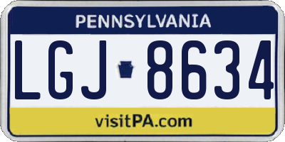 PA license plate LGJ8634