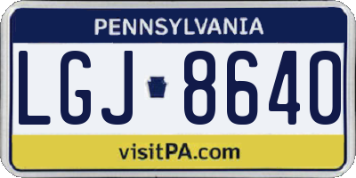 PA license plate LGJ8640