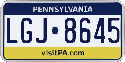 PA license plate LGJ8645