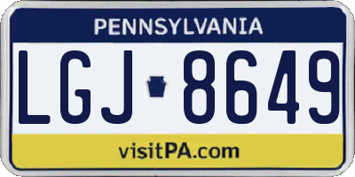 PA license plate LGJ8649