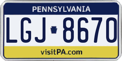 PA license plate LGJ8670
