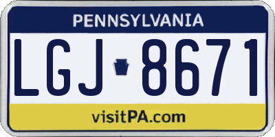 PA license plate LGJ8671
