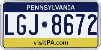 PA license plate LGJ8672