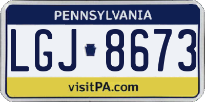 PA license plate LGJ8673