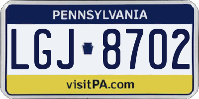 PA license plate LGJ8702